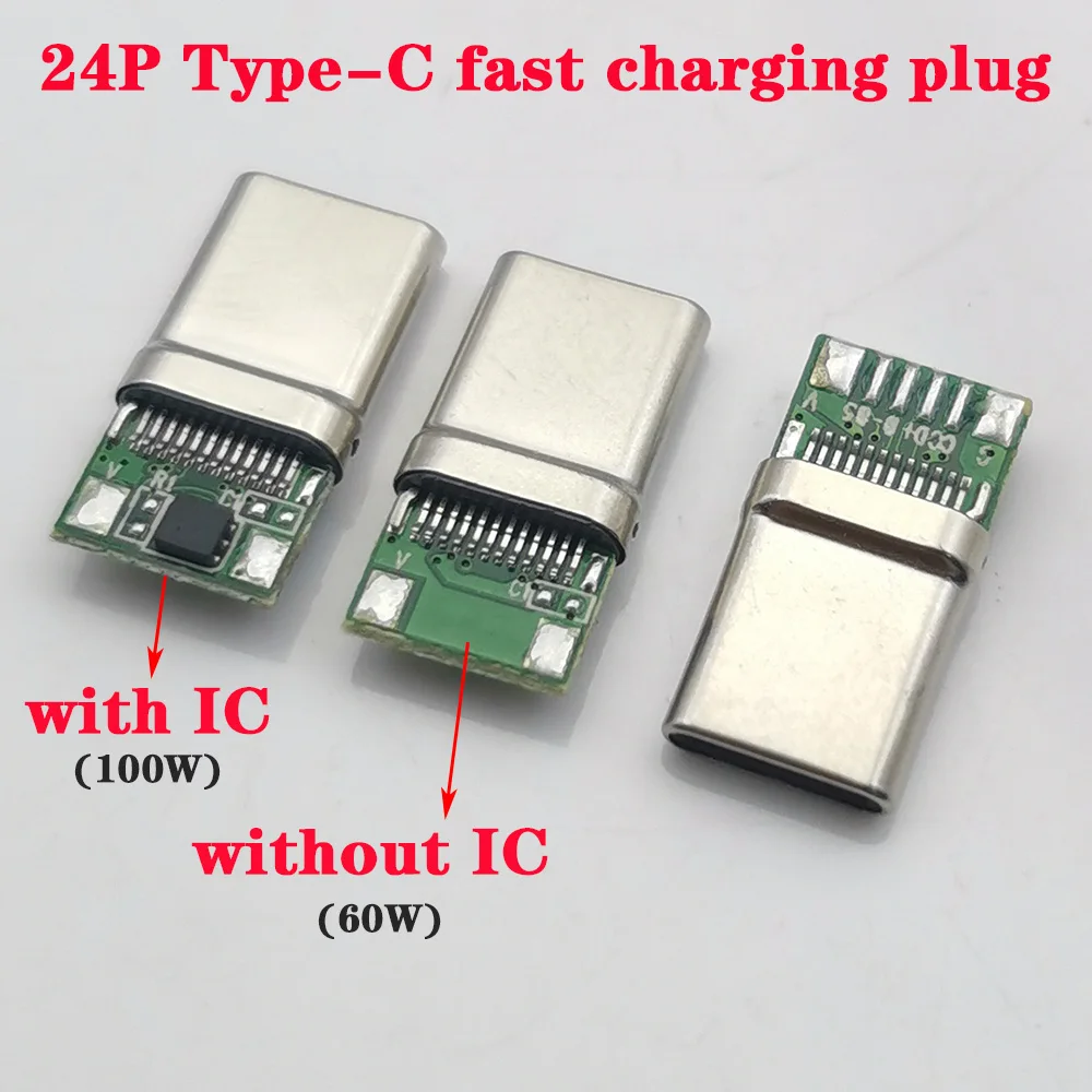 1-10szt Złącze USB 2.0 typu C 24-pinowe szybkie ładowanie wtyczka męska z płytką PCB 24P typu C Super szybkie ładowanie wtyczka 100W 60W