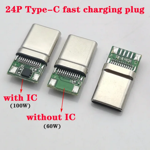 1-10szt Złącze USB 2.0 typu C 24-pinowe szybkie ładowanie wtyczka męska z płytką PCB 24P typu C Super szybkie ładowanie wtyczka 100W 60W