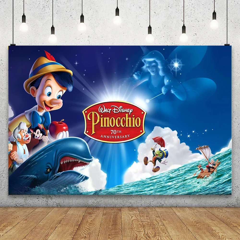 

Disney Pinocchio Photography Backdrop Boys Girls Birthday Party Photo Background Grandpa Carpenter Baby Shower Prop Banner