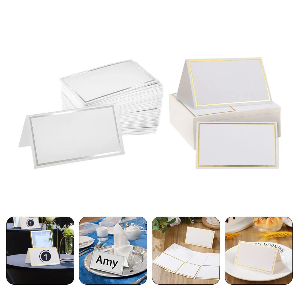 

200pcs Place Wedding Party Table Tent Cards Rustic Banquet Seat Table Name Cards Reserved Signs Foldable Blank Paper Guest