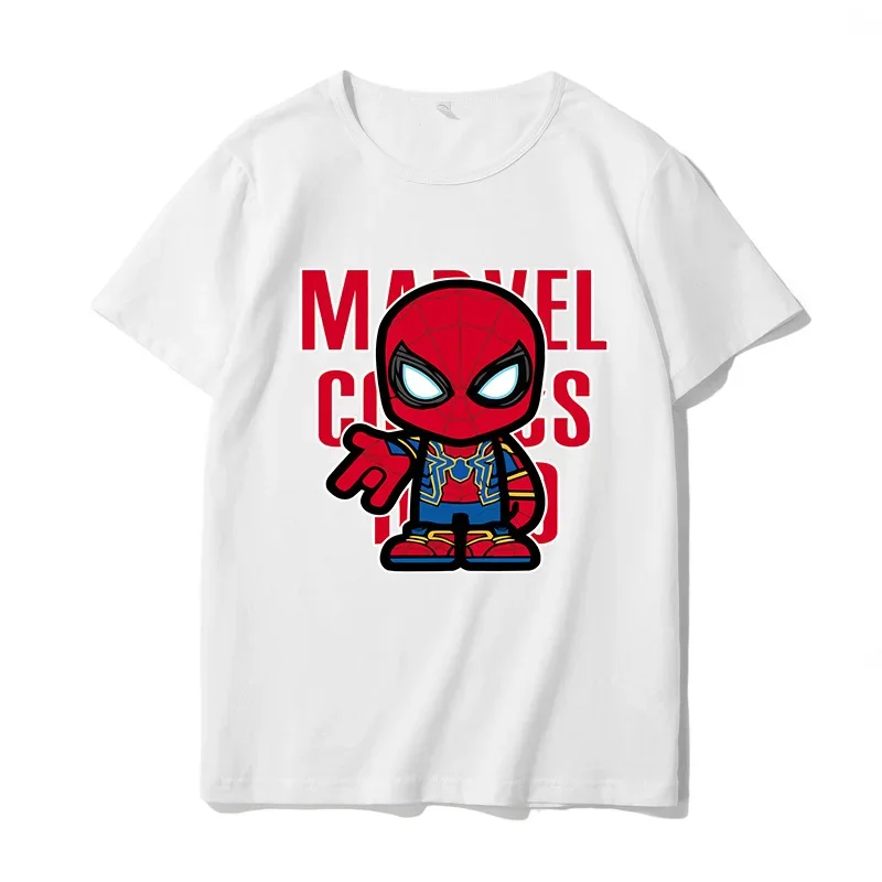 

Летняя детская футболка с принтом Marvel Spider-Man Iron Man, хлопковая, подходит для мальчиков и девочек, дышащая, удобная.