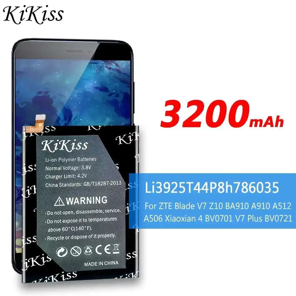 

Mobile Phone Battery Li3925T44P8h786035 3200mAh For Zte Blade V8 V7 BV0800 BV0701 A910 A506 A522 V770 V7 Plus BV0721 Z10