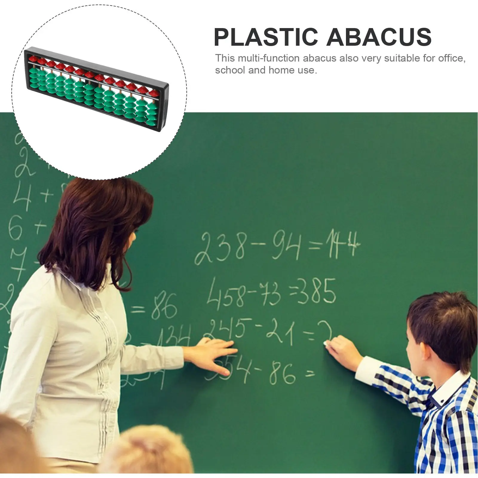 2Pcs Chinese Plastic Abacus Educational Math Learning Calculating Tool Portable Bead Counter for School Office Home