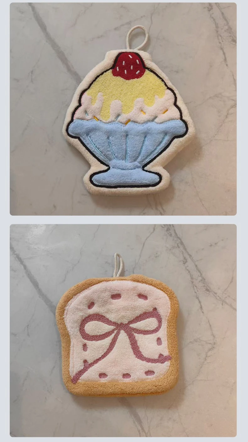 Cake towel hanging type thickened absorbent children's handkerchief towel bathroom kitchen multifunctional hand towel