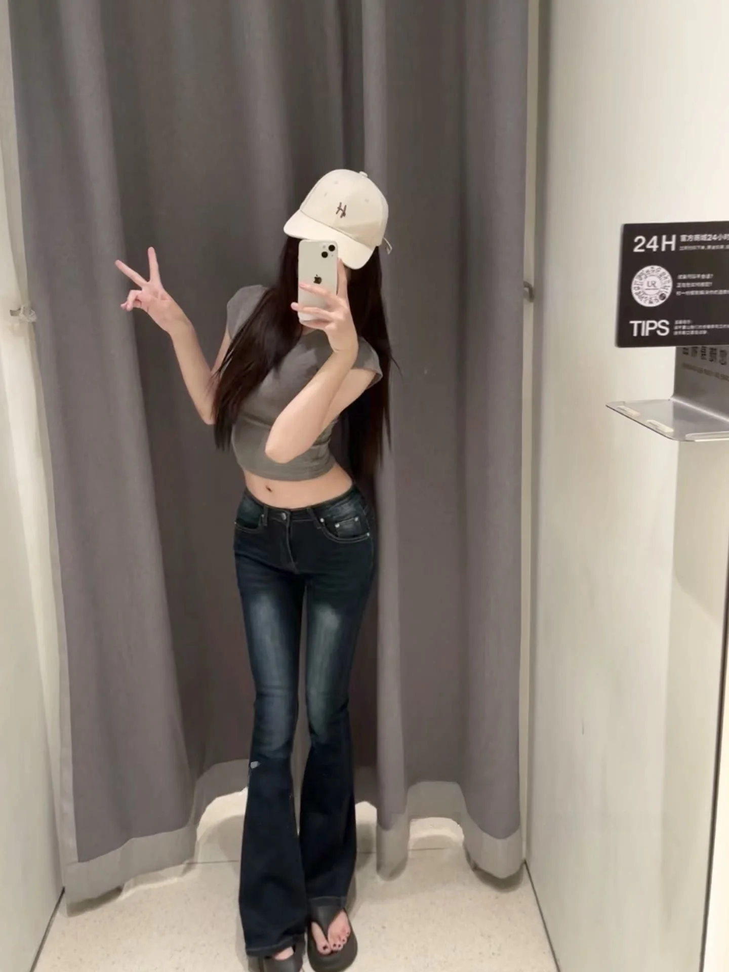 

Spring New Retro Waed Low Waist Hip Enhancing Micro Flared Denim Jeans Women's Slimming Sli Blue Long Trousers