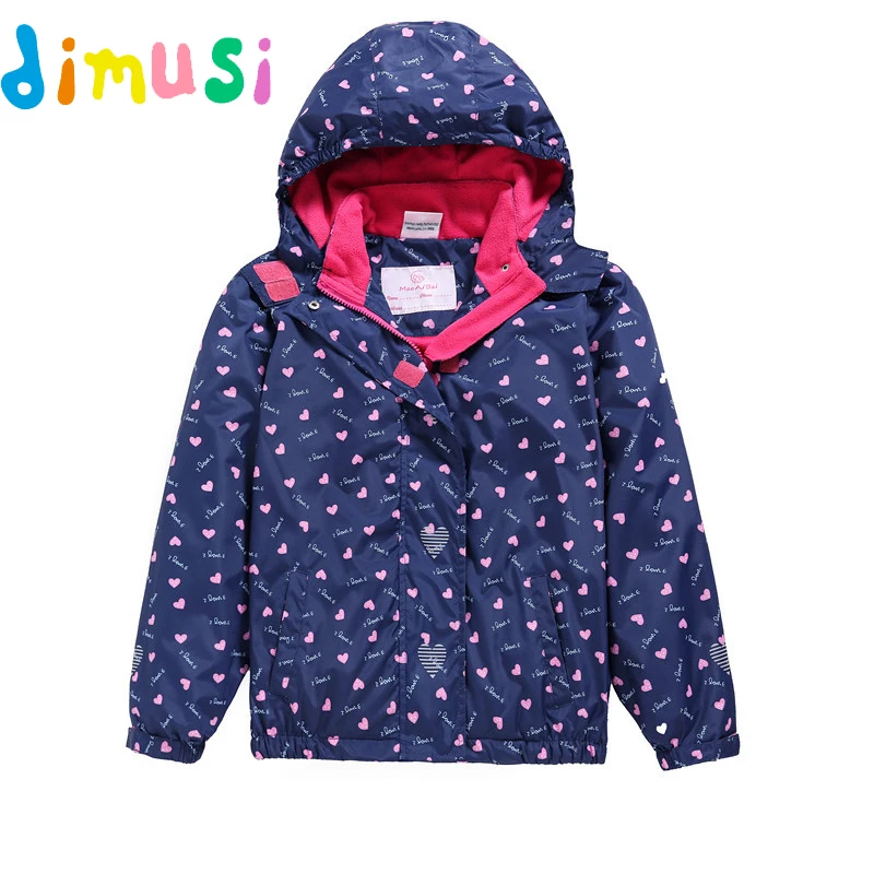 

Spring Kids Jacket Outdoor Casual Plus Fleece Windproof Girls' Coat Fashion Waterproof Warm Windbreaker Children's Clothing