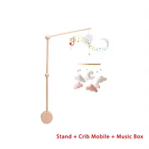 Wooden Crib Mobile Baby Bed Bell Rattle Toy Soft Felt Cartoon Bear Mobile bracket Newborn Music Box Bed Bell Hanging Bracket Toy - Image 34