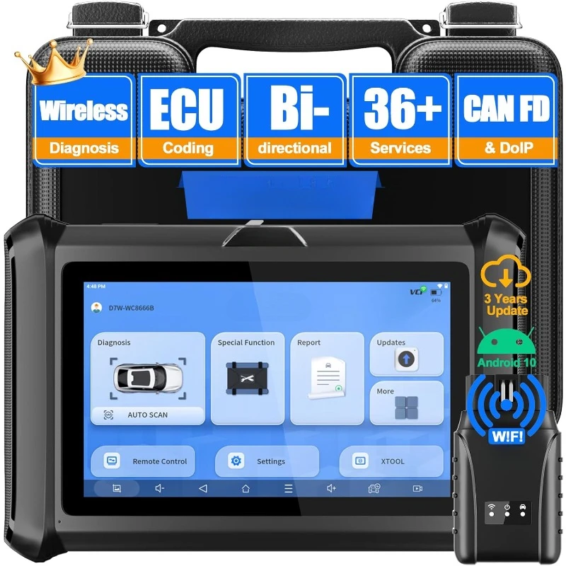 

Wireless Ver. of D7/D7S, OBD2 Scanner with 3-Year Updates, ECU Coding, CAN FD&DoIP, 36+ Resets, Key Programming