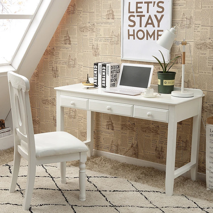 

！@Modern American Fashion Solid Wood Office Computer Desk with Drawer Classic Simple Design for Home Office & Dining Use