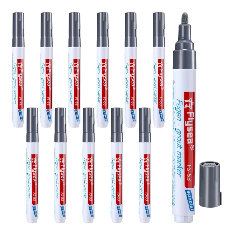 Flysea 12 Pcs Home Tile Grout Pen Water Resistant Kitchen Instant Tile Repair Anti Mould Professional Grout Marker