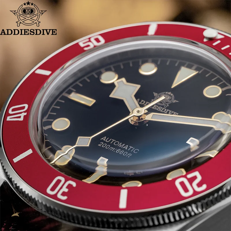 

ADDIESDIVE Механические часы для мужчин NH35 Сапфировые часы для дайвера из нержавеющей стали 20 бар Водонепроницаемые светящиеся роскошные часы в стиле ретро