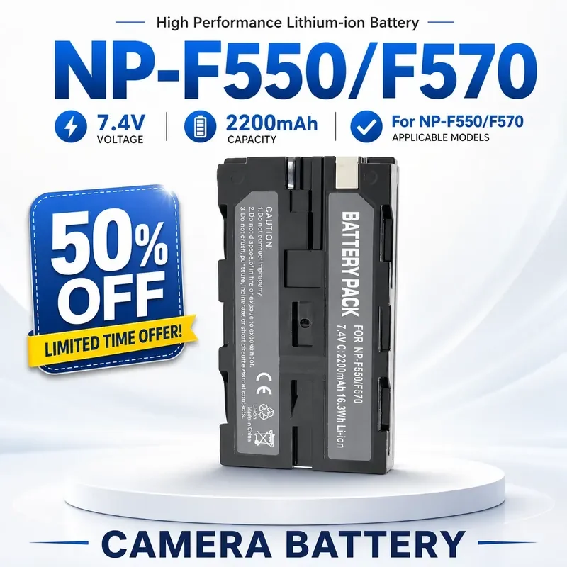 NP-F550 Camera Battery 7.4V 2200mAh for Sony XR550E CX45 CX680 AXP55 CX550E DCR-HC20 HC30 HC40 HC65 HC85 for LED Video Light