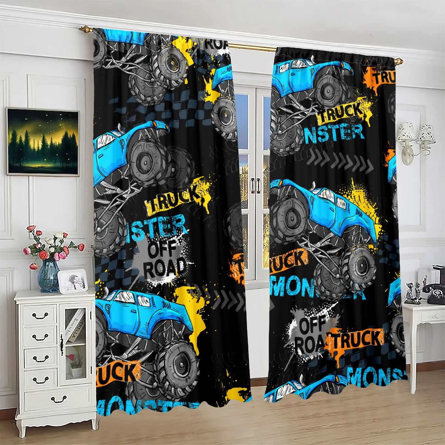 

2pcs- Explosive big foot polyester curtains, pole bag curtains, bedroom and living room, home room, party decoration