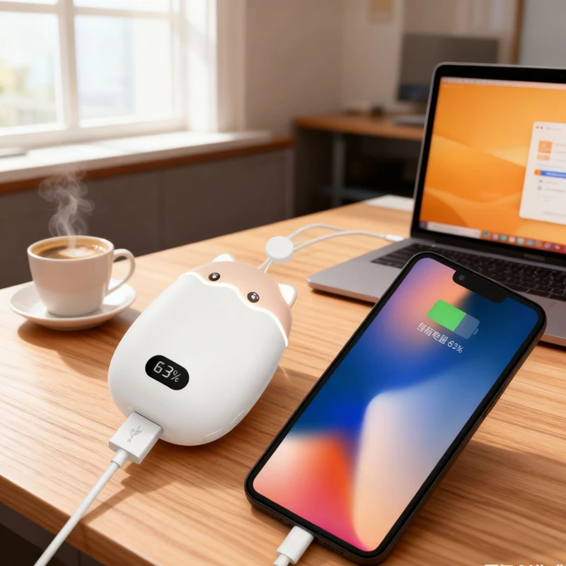 Xiaomi على الوجهين التدفئة جهاز تدفئة محمول الكرتون القط جهاز تدفئة محمول قوة البنك 4-سرعة التحكم في درجة الحرارة 2 في 1 سخان كهربائي #3