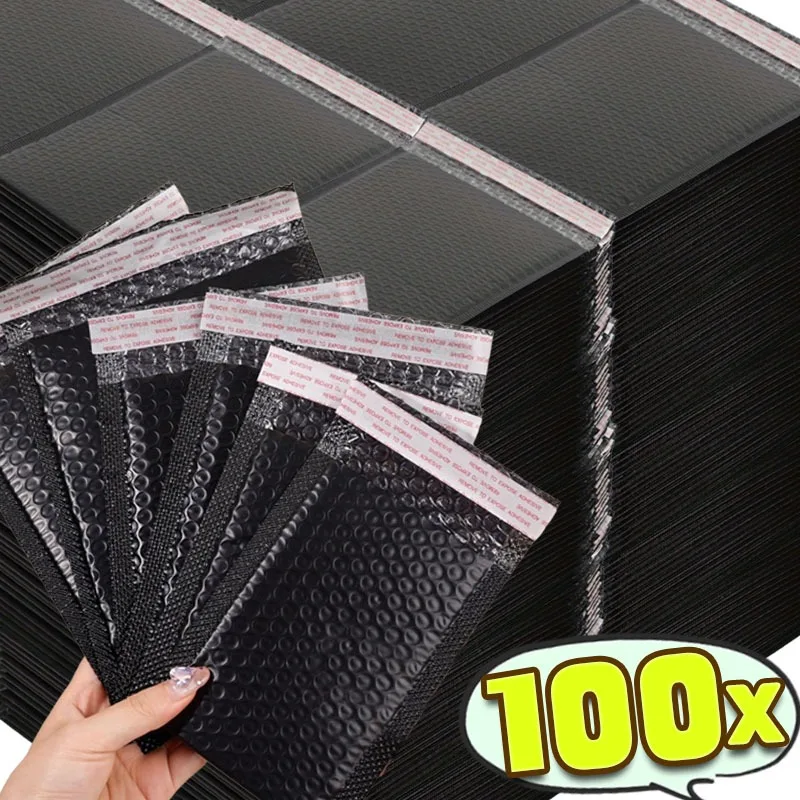 

1/100 шт., пластиковые черные пузырьковые конверты, сумка, водонепроницаемая пенопластовая клейкая самозапечатывающаяся упаковочная сумка, почтовые конверты, органайзер для хранения доставки