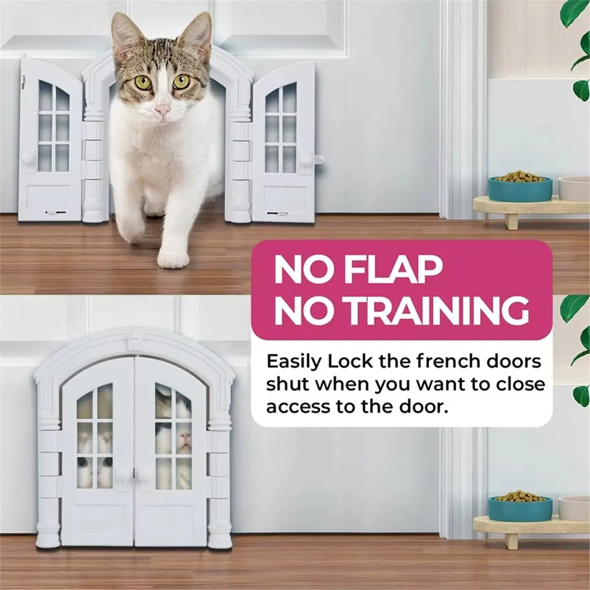 French Cat Door French Pet Free Entry and Exit Double Door ABS Cat Door Dog Door Hole