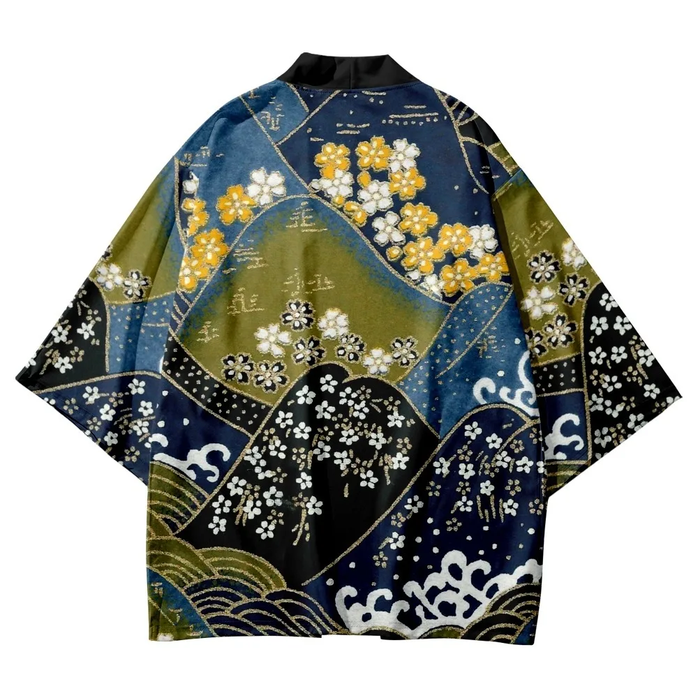 

Traditional Haori Women Men Japanese Style Samurai Kimono Summer Beach Street Fashion Cardigan Floral Print Cosplay Clothing