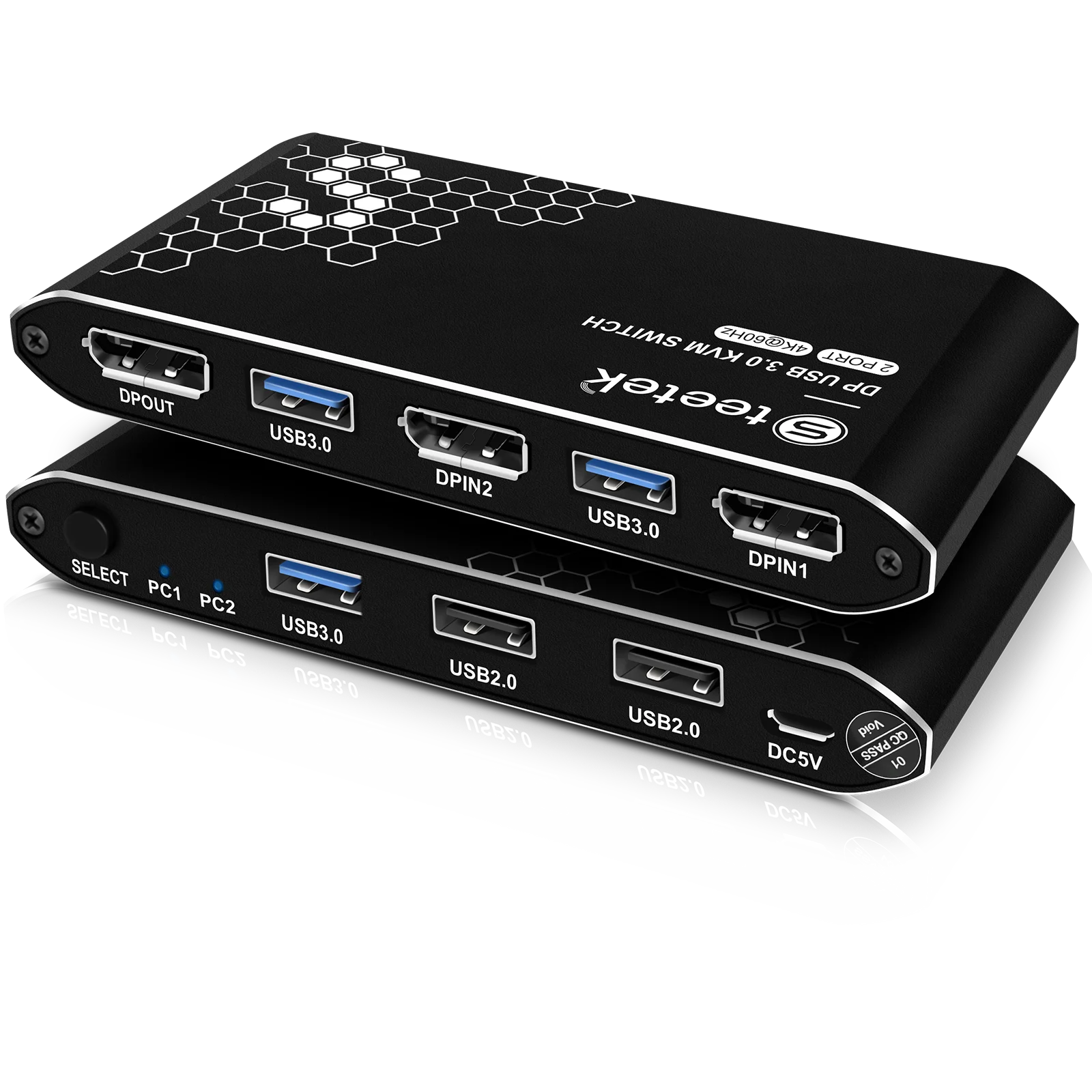 2-Port DisplayPort KVM Switch, 4K@60Hz, for Dual Computer to 1/dual Monitor Sharing, with HDCP 2.2 & USB Cables