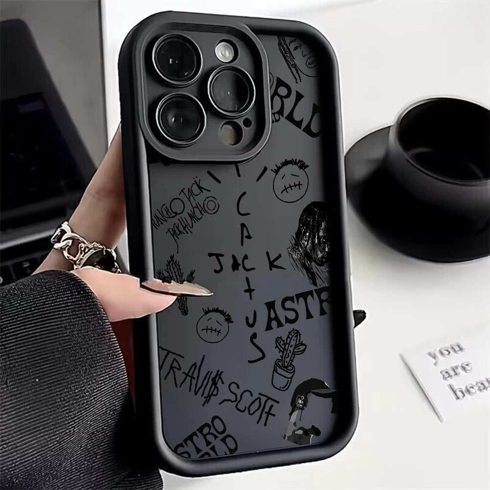 Luksusowe etui na telefon Travis Scott Cactus Jack do iPhone\'a 15 14 13 12 11 Pro Max XR XS 7 8 Plus Miękka tylna obudowa TPU z paskiem na rękę