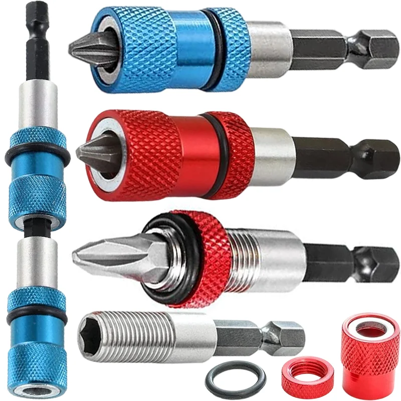Portapuntas Magnético Hexagonal con Barra de Extensión Ajustable para Control de Profundidad de Atornillado, 1/4 Pulgada, Liberación Rápida, Herramientas para Taladro Eléctrico