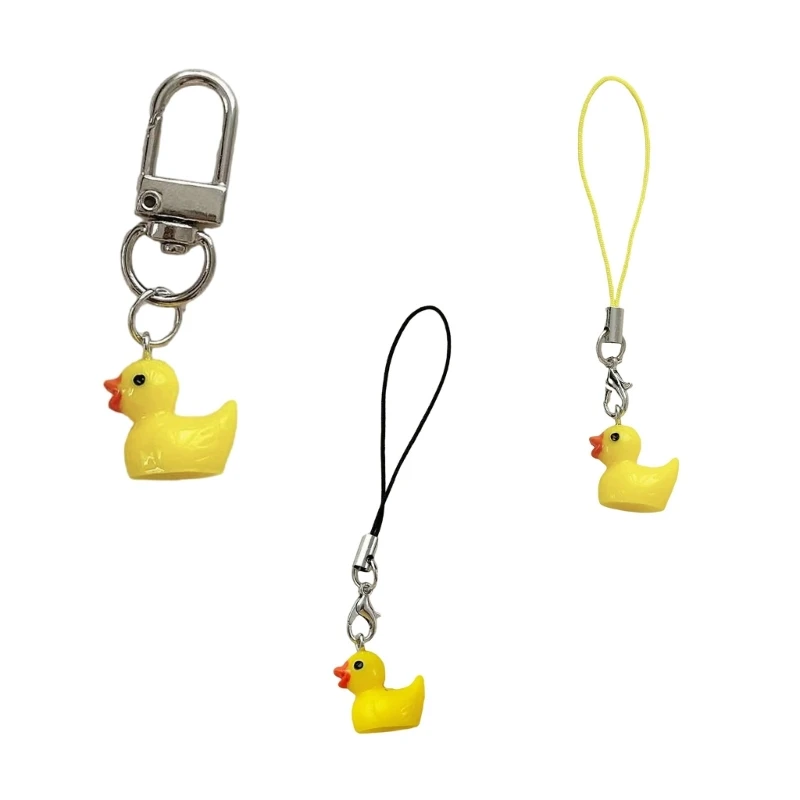 Yellow Duck Strap Lightweight Resin Pendant Keychain Animal Shaped Keyring Gift for Fashion Enthusiasts