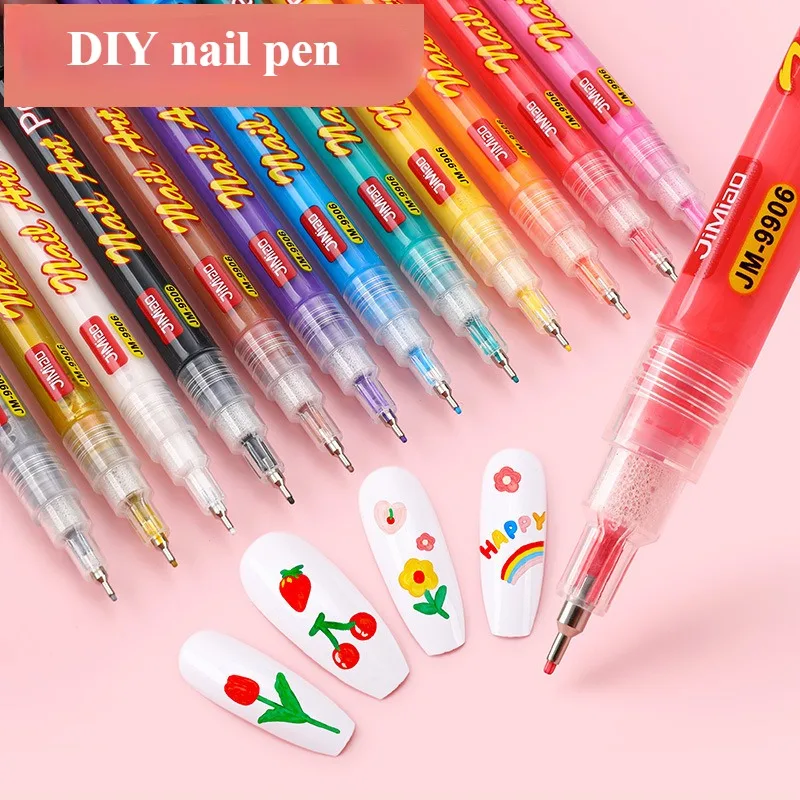 12color based Acrylic Pen Nail Art Pen Quick-drying Waterproof Painting Graffiti Water-DIY Paint Pen Nail Thread Nail Art Marker