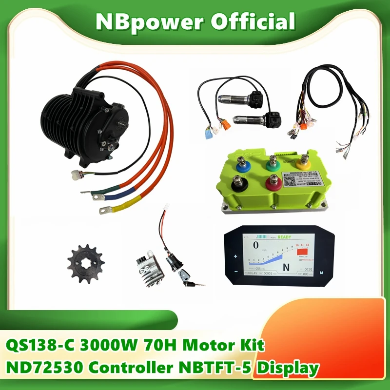 QS MOTOR 138 3000W V3 70H kit di conversione motore Mid drive con Controller ND72530 NBTFT-5 Display per moto elettrica