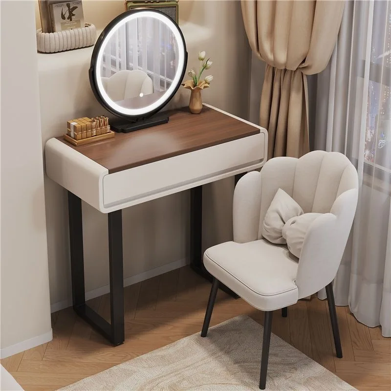 AOLIVIYA Bedroom Dressing Table Set Women Girl Makeup Vanities Desk Walnut Slate Light Luxury Small Apartment
