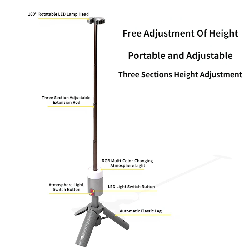 Mounthiker New Camping Lamp Outdoor Portable Telescopic Light Three Section Adjustable Remote Control Camping Lights