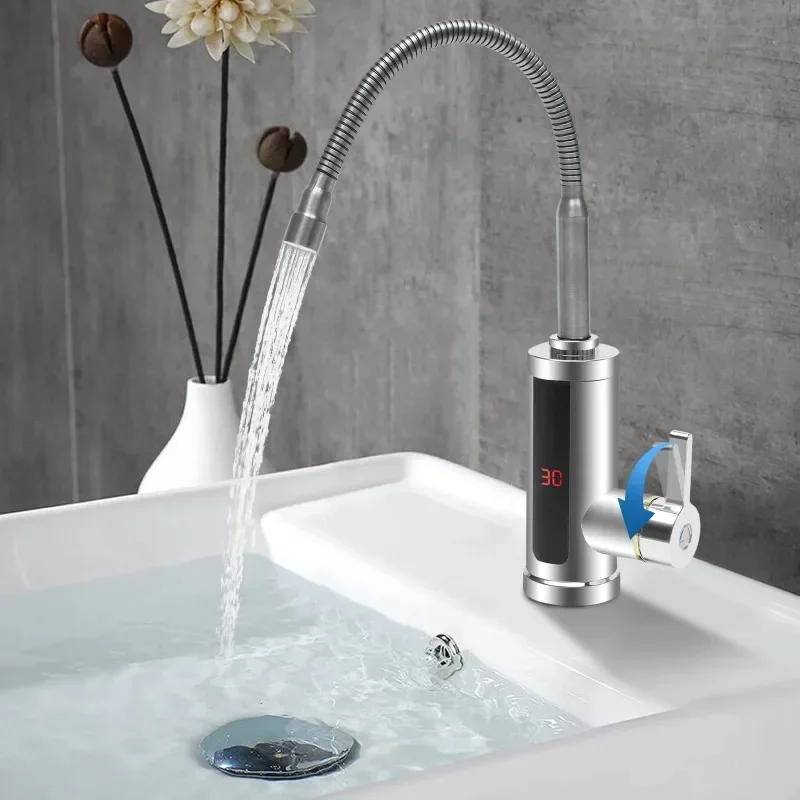 3000W Instant Electric LCD Faucet Instant Tap 360° Fast Heater Heating Hot/Cold Water Supply for Bathroom Kitchen