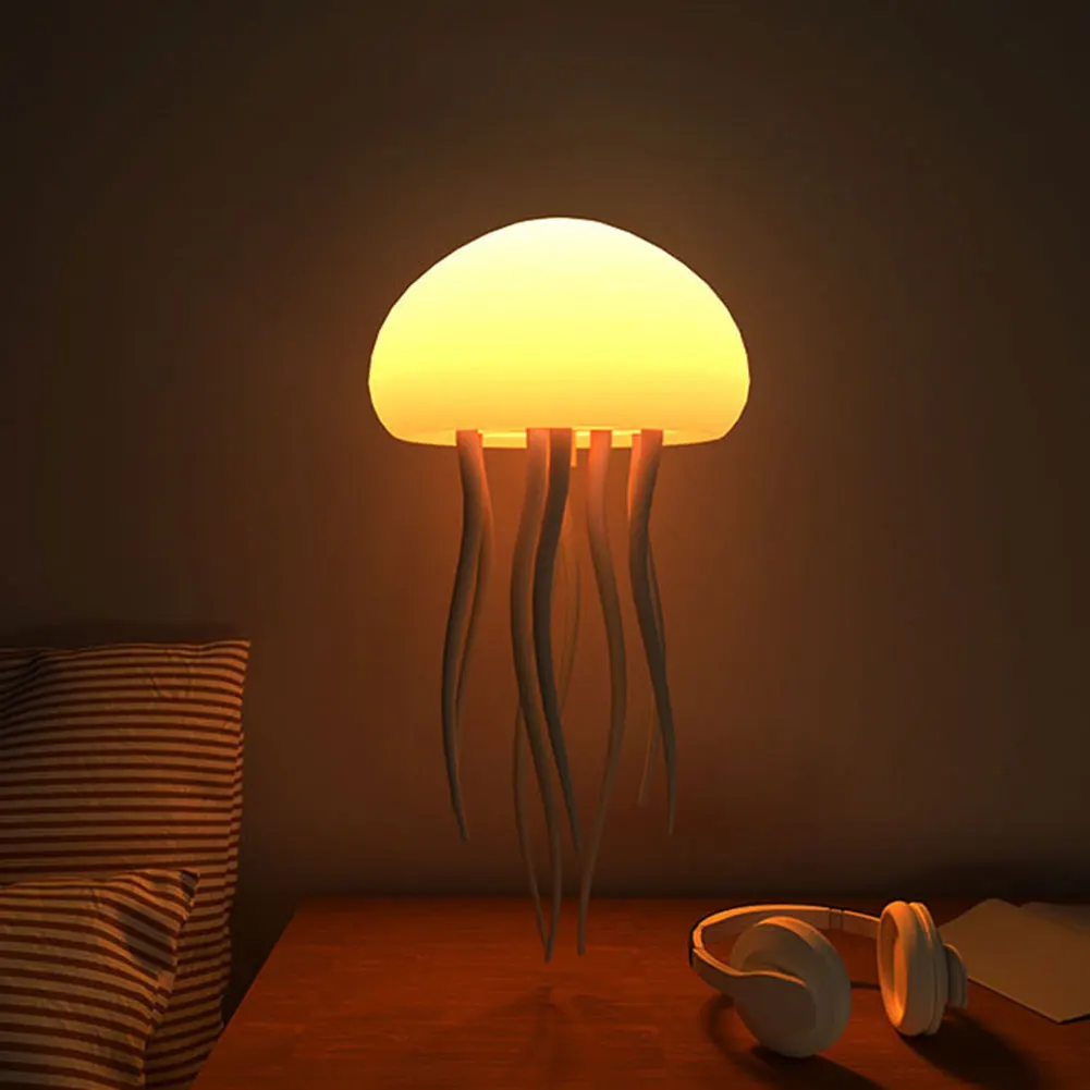 Hanging Jellyfish Light Voice Control Bedside Lamp Atmosphere RGB Gradient Jellyfish Night Light with Tentacles Home Room Decor