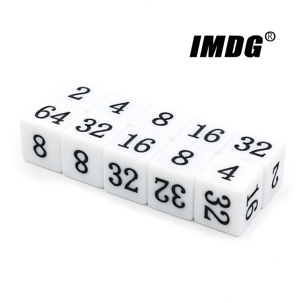 Dados digitales dobles Multiples acrílicos D6, cubos de esquina cuadrados blancos, crema, Beige, juego de enseñanza, 16mm, 10 unids/lote por paquete