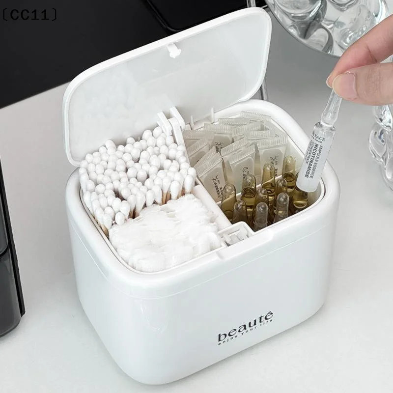 Automatic Pops Up Lift No-drill Cotton Swab And Makeup Cotton Dispenser Hair Accessories And Hair Tie Desktop Storage Box〔CC11〕