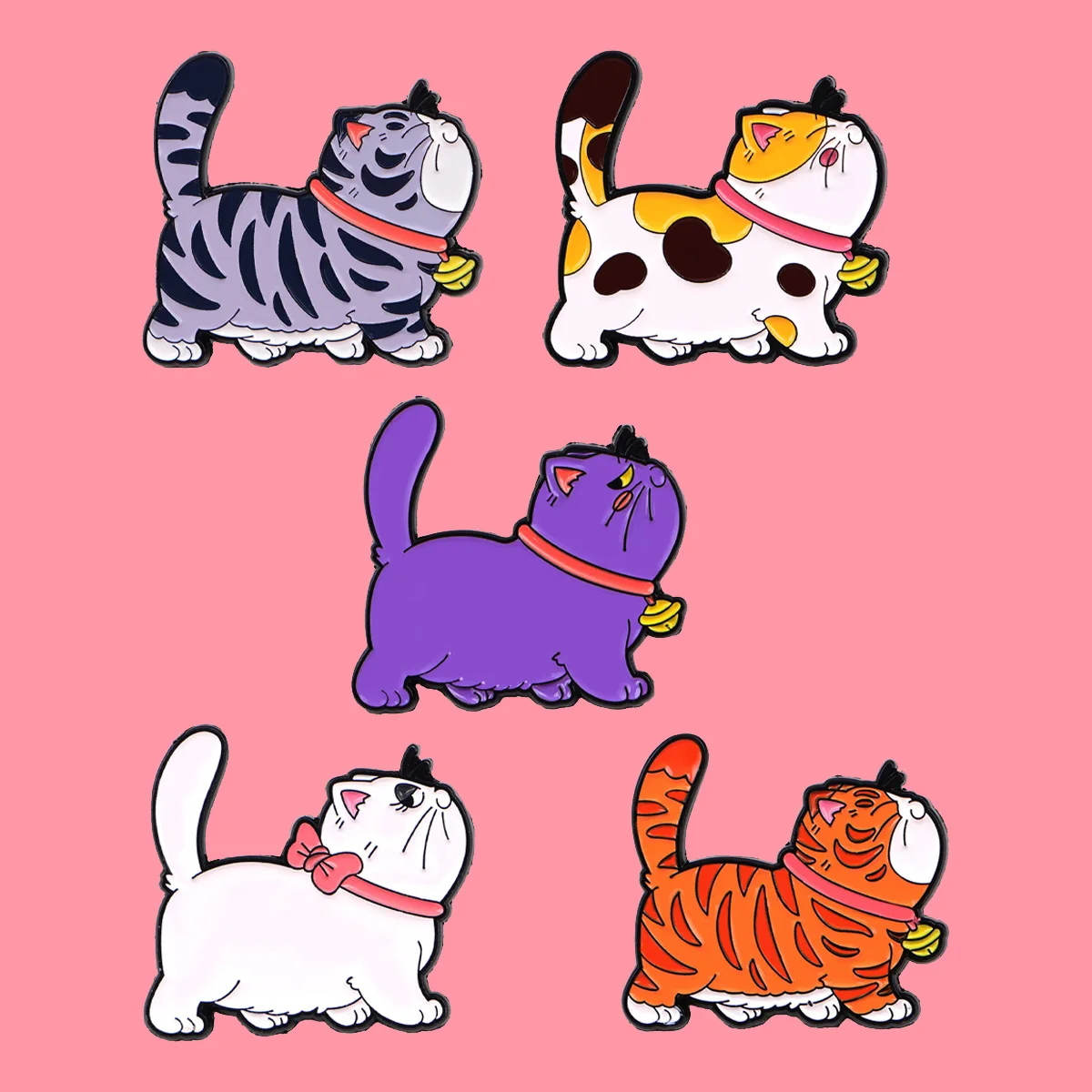 Niedliche Haustier Fat Cats Emaille Pins Cartoon Tiere Brosche Abzeichen auf Rucksack Anstecknadel Kostüm Zubehör Modeschmuck Geschenke
