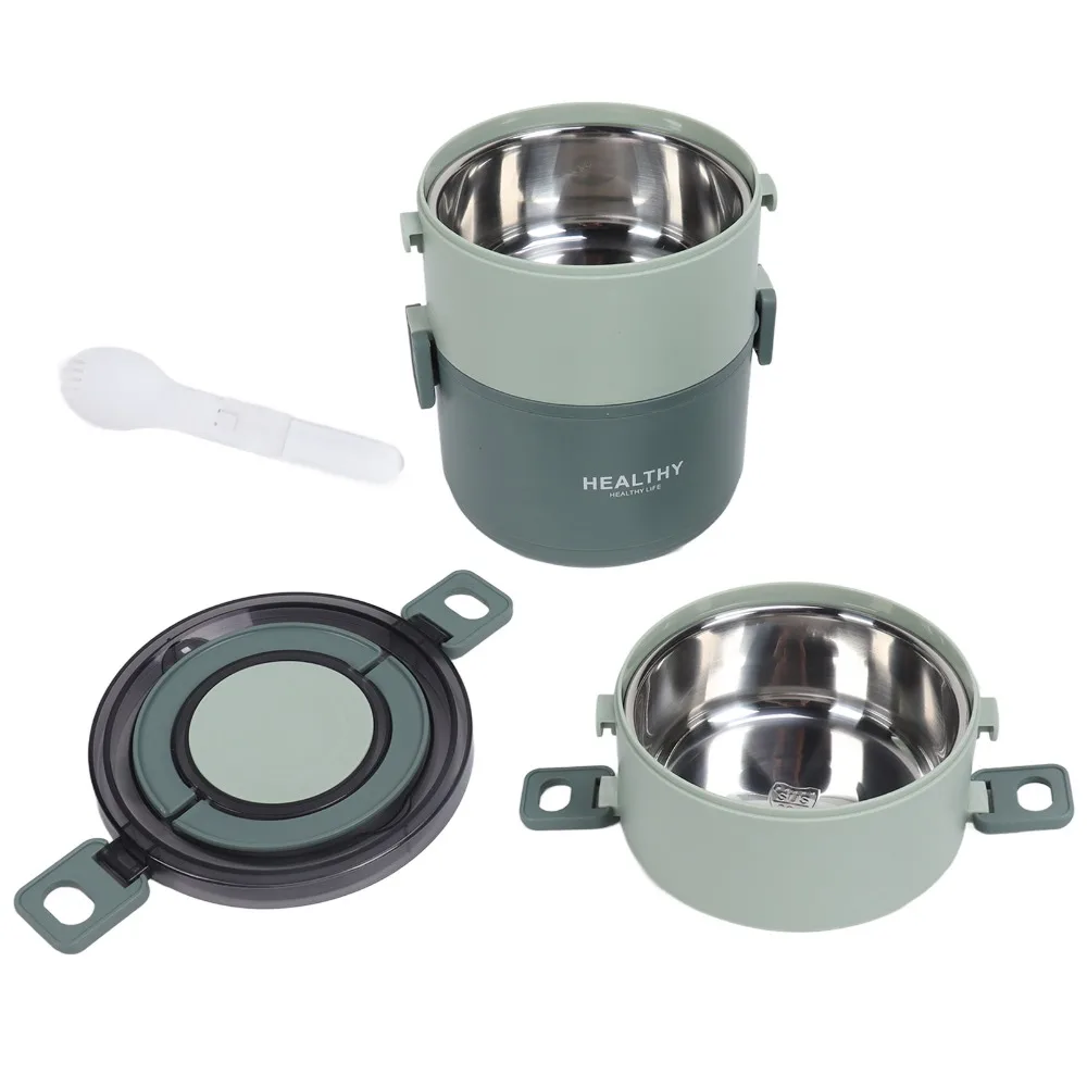 Practical 2200ml Thermal Lunch Box Three Layers Green/Blue/Red Insulated Lunch Box 304 Stainless Steel Food Jar School Use
