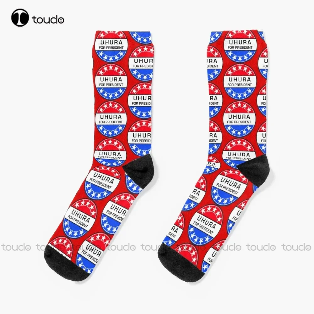 Uhura For President Socks American Flag Socks Christmas Gift Unisex Adult Teen Youth Socks Custom 360° Digital Print Women Men