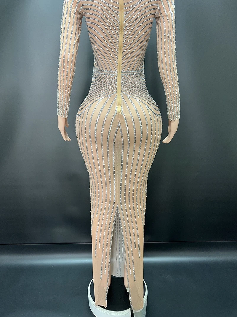 Rainha brilhante strass temperamento vestido celebridade festa de aniversário luz vestido de luxo empresa reunião anual hospedagem noite