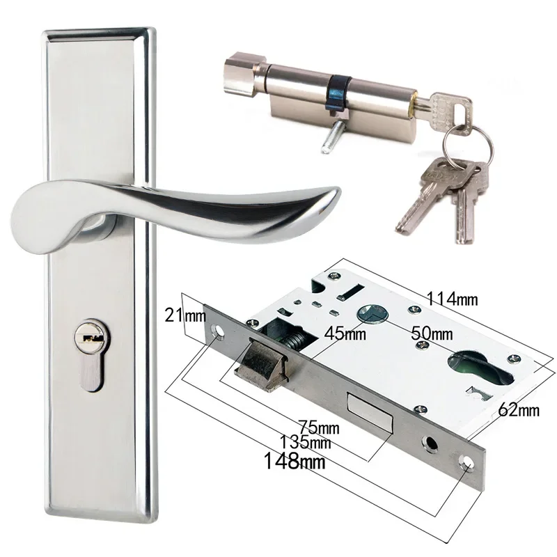 Bedroom Door Lock Indoor Universal Lock Changing Door Handle Hole Distance Of 180 Double Tongue Lock Handle Wooden Door