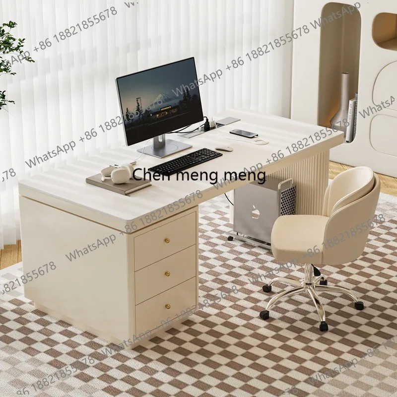 

Nordic, rock slab desk study table small apartment computer table and chair combination desk simple and modern