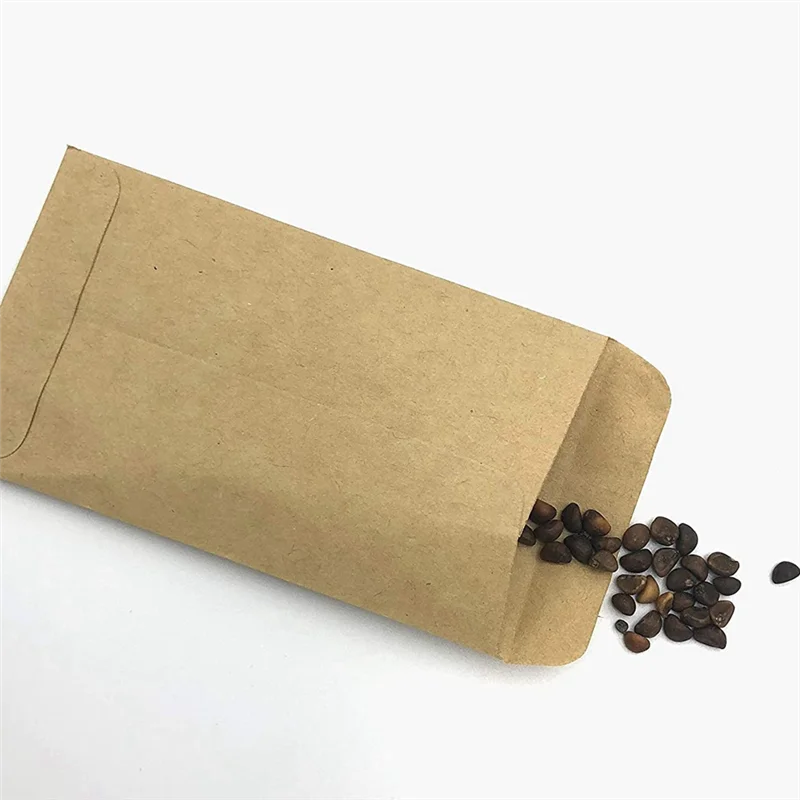 AB42-200Pcs Brown Kraft Seed Bag Breeding Bag Is Used To Store Seeds, Small Parts, Coins, Jewelry, Etc. (About 6X11 Cm)