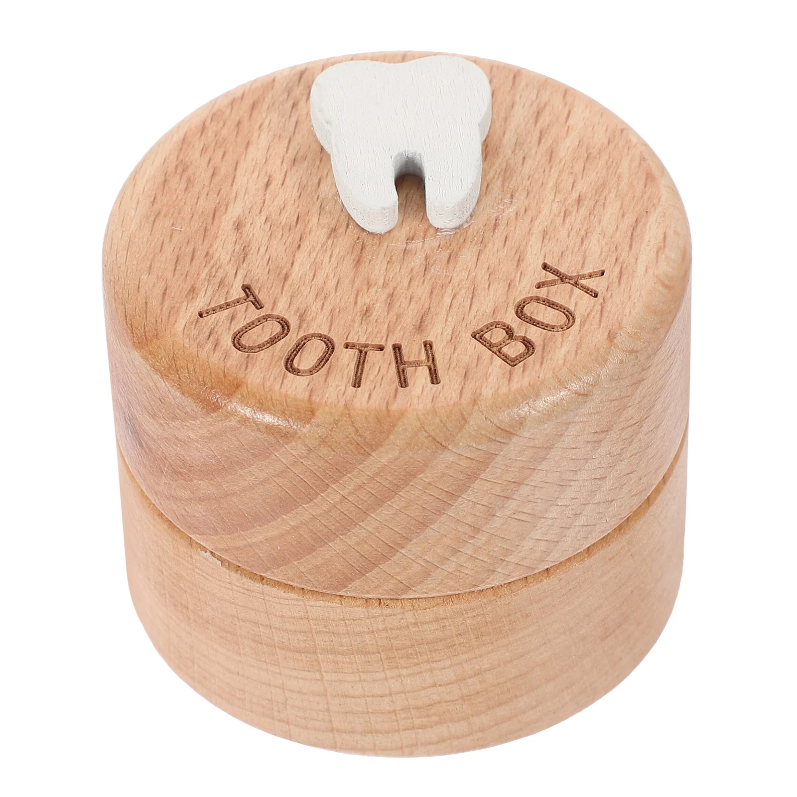 Wooden Dental Box Kids First Tooth Case Baby Keepsake Holder Fetal Hair Teeth Storage Container