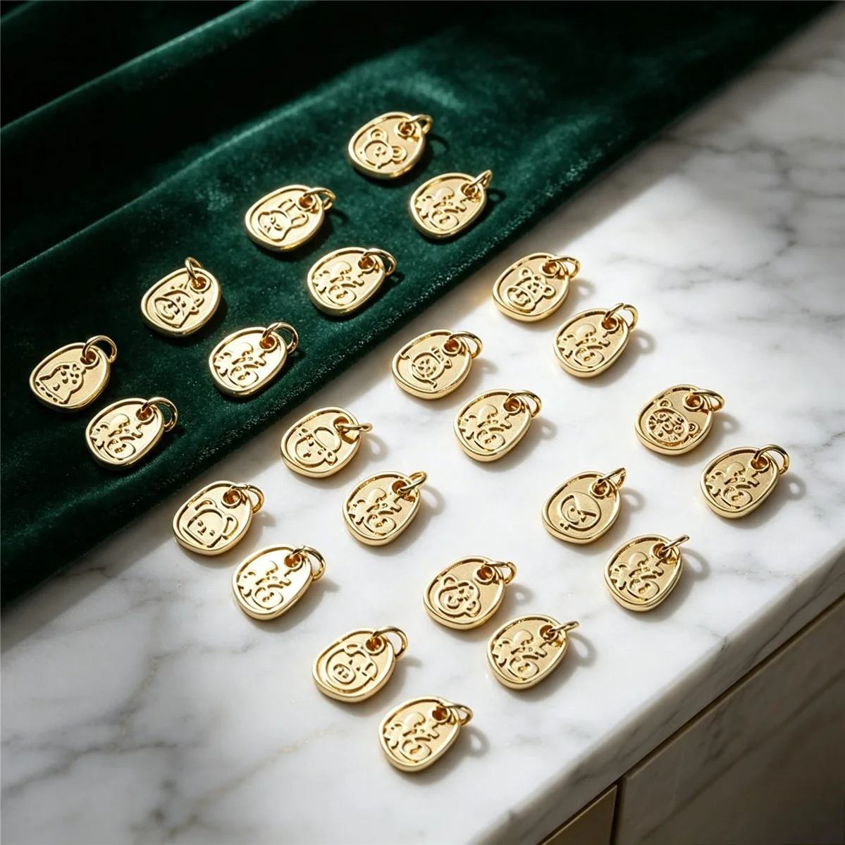 14K Gold-wrapped Blessing Tag Cartoon Zodiac Pendant DIY Handmade Pendant Bracelet Jewelry Charm