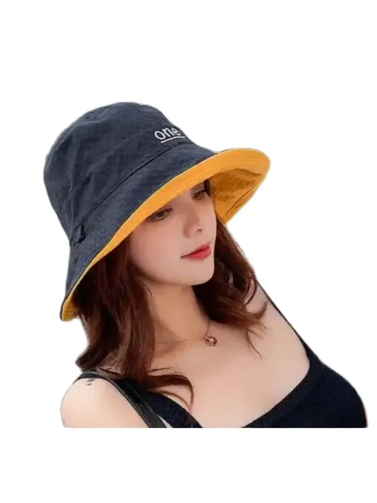 10pcs/lot Double-sided letter Embroidery Fisherman hat women Outdoor fishing cap Casual Panama cotton bucket cap