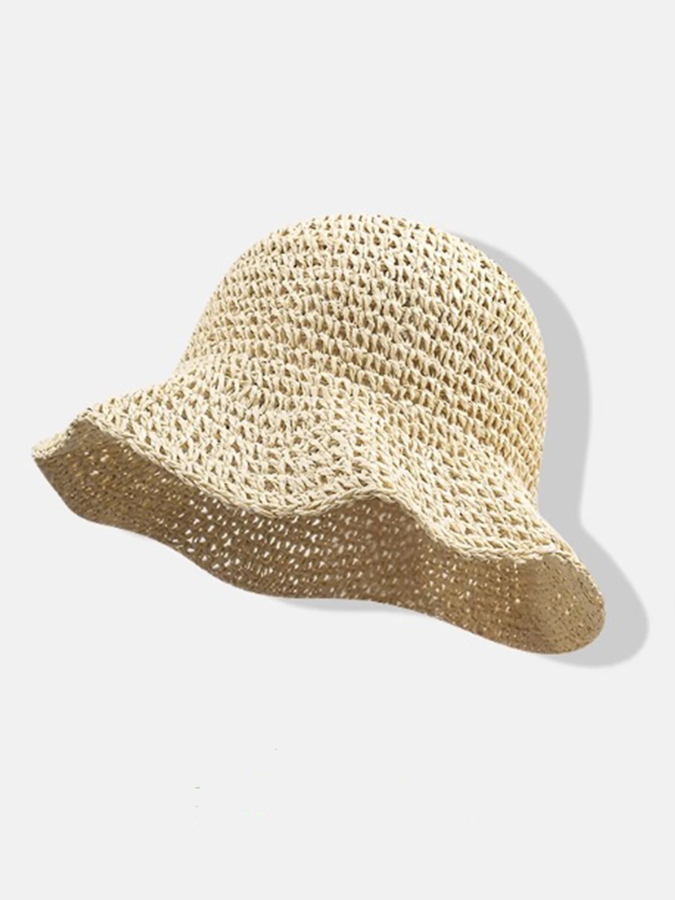 Einfarbiger Strohhut für Damen, lässige Outdoor-Sonnenschutzkappe für Damen und Mädchen, modisches Accessoire für den täglichen Gebrauch, atmungsaktiv – Detail 8