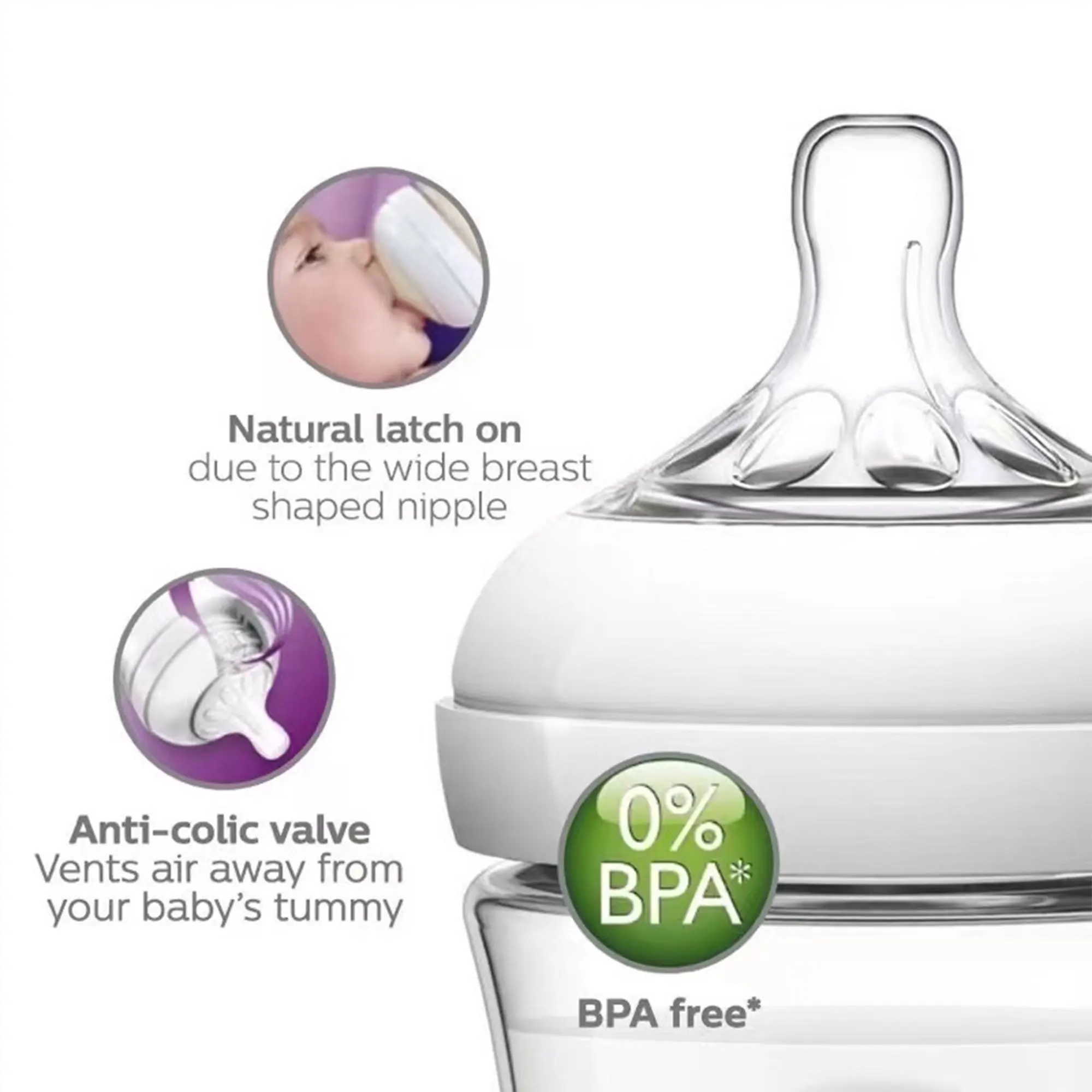 Baby Petal Shaped Bottle with Breastfeeding Nipple, 150/250ml, Food Grade PP Feeding Bottle Drop Resistant