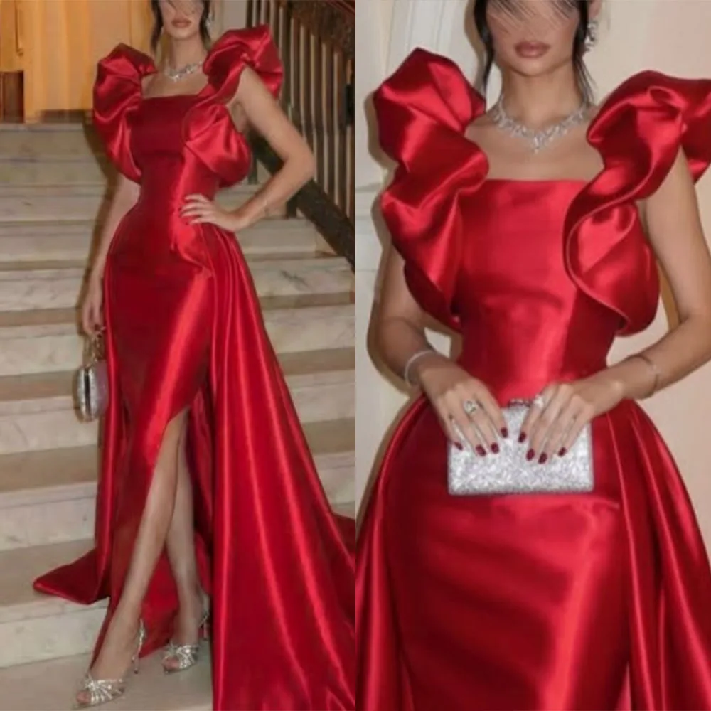 

Высококачественное Элегантное Платье Без Бретелек, Длиной в Пол, Красное, Без Рукавов, А-силуэт, с Шлейфом, Цвета Шампань, Роскошное Платье для Особых Случаев (Rochii De Ocazie Lux)