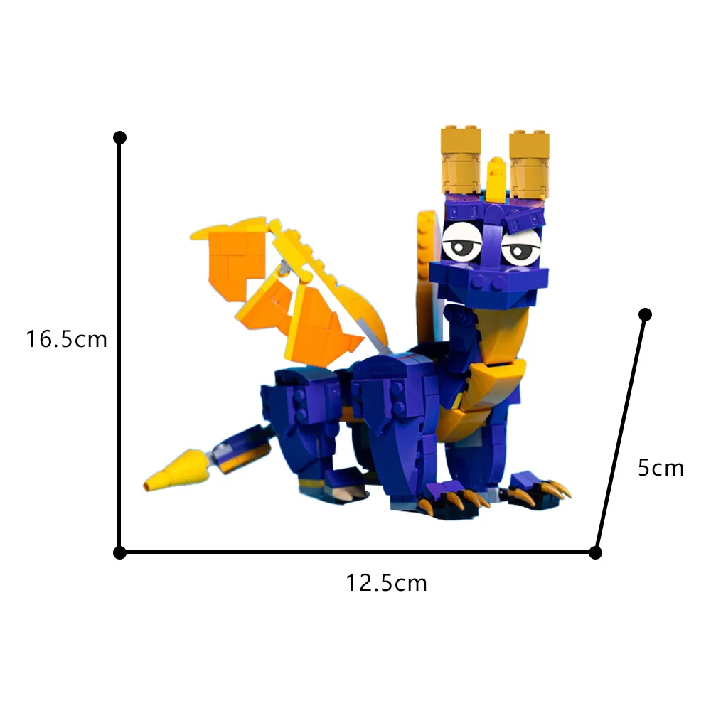 MOC Reignited Spyro Model Building Blocks Game Cartoon MINI Dragon Little Dragon Spyro Figurka aktywności Montaż cegły Zabawka Prezent