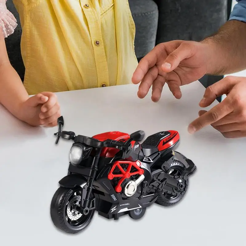 Pull Back Motorcycle Toy Highly Simulation Motorbike Model Pull Back Toys Colorful Flashing Lights Cool Engine Sound Die Cast