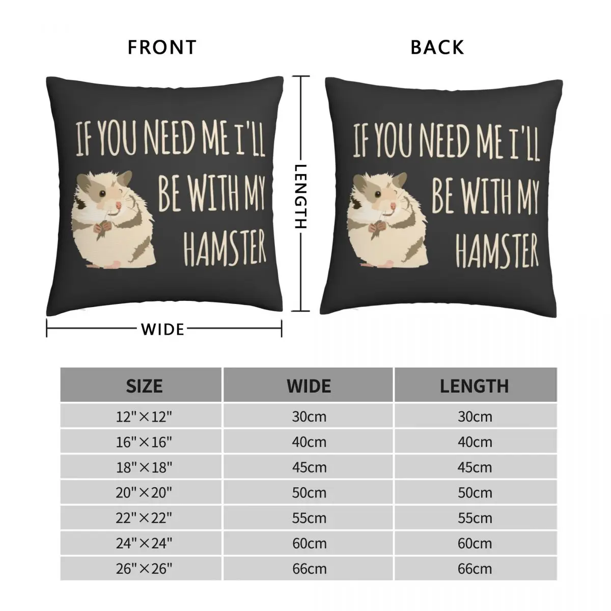 I'll Be With My Hamster Pillowcase Polyester Linen Velvet Pattern Zip Decorative Sofa Seater Cushion Cover