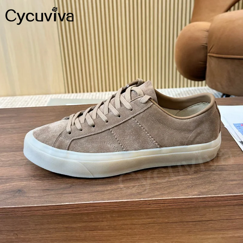 

New Lace Up Sneakers Men Spring Autumn Suede Leather Platform Flat Casual Shoes For Men Comfortable Brand Daddy Shoes Male